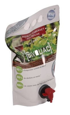 El bolso derecho del babero de la bolsa del vino del uno mismo en caja, se levanta las bolsas plásticas para los líquidos
